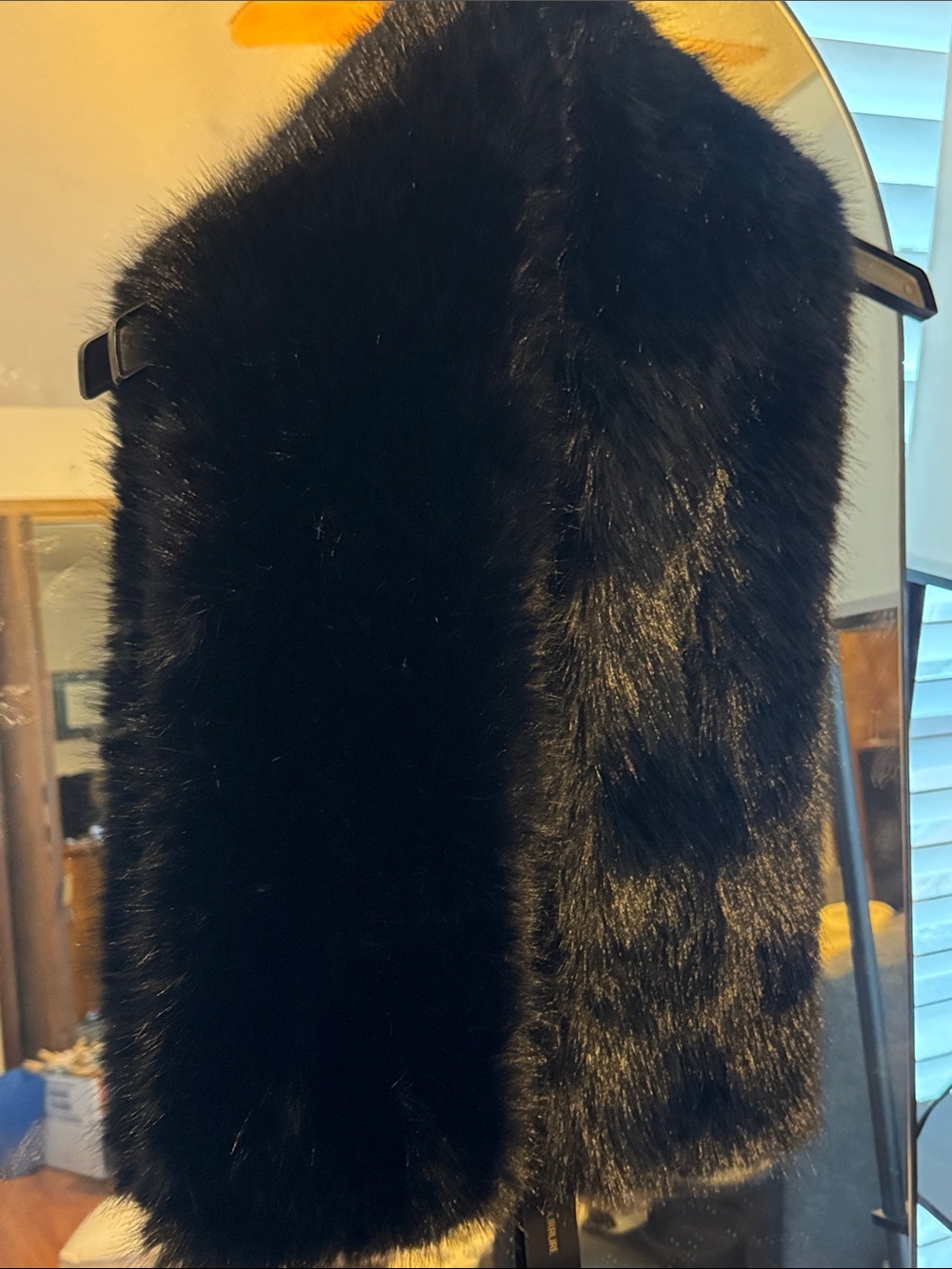 Banana Republic Black Faux Fur Evening Wrap